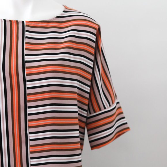 Express Tops - Express Orange & Brown Block Striped Blouse